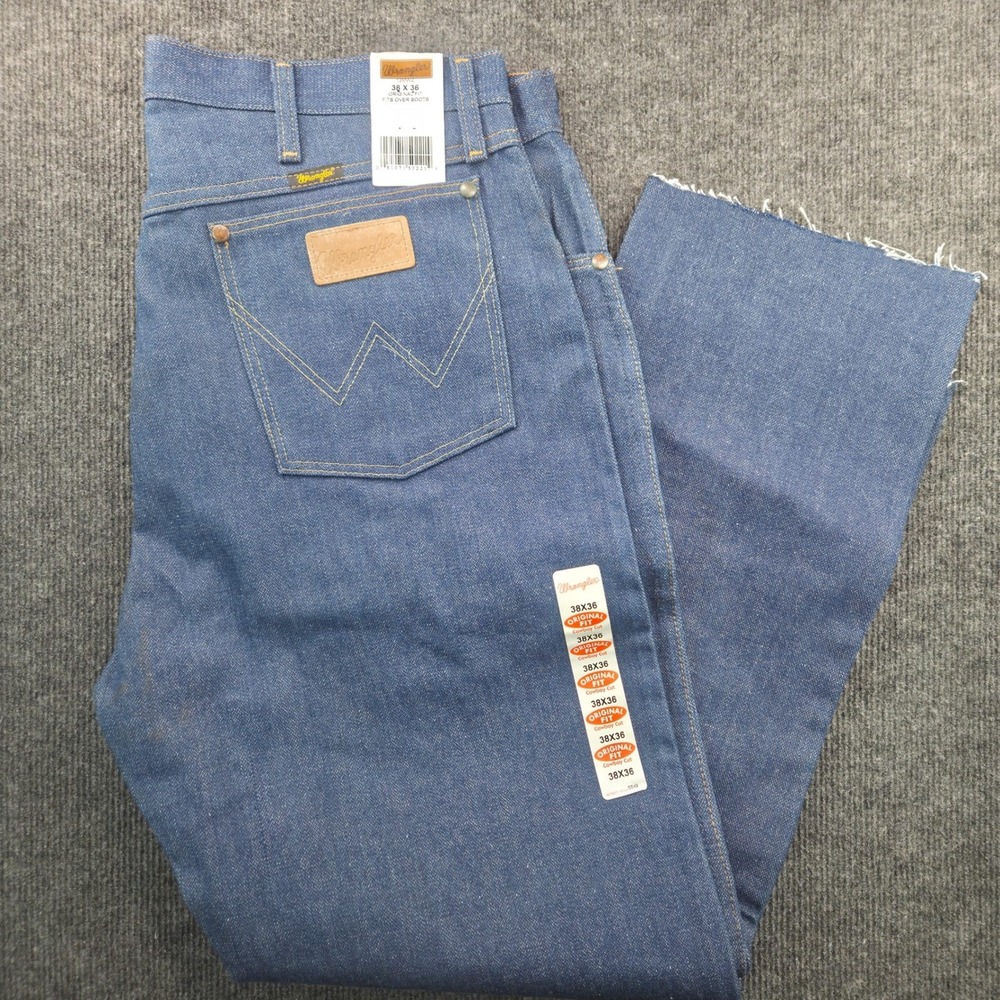 Wrangler Cowboy Cut Original Fit Jeans Mens 38 Raw Hem Blue Denim 13MWZOD
